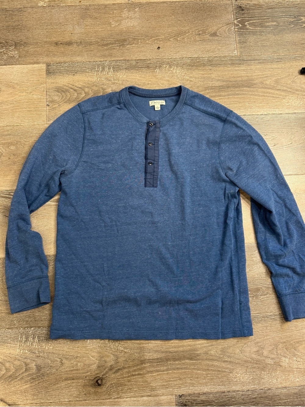 Vintage J. Crew Men's Navy Heather Henley Long Sleeve ‘15 0925